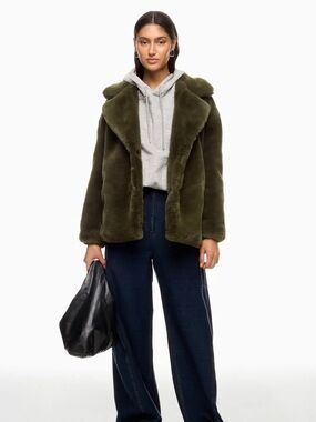Anthropologie BlankNYC faux fur coat green